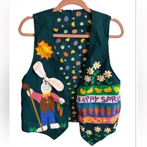 Homemade Easter/spring Themed Vest  size large, double sided  spring flowers